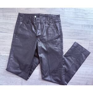 Kut From The Kloth Reese Ankle Straight Pants Size 4L Black Faux Leather NWT